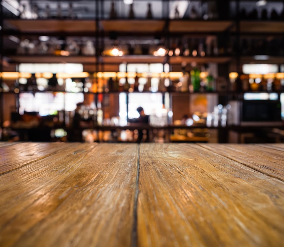 Table top counter Blurred Bar Shelf background